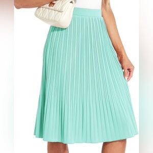 Kate Kasin Elegant Mint Pleated Midi Skirt Size XXL